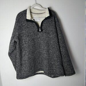 Orvis Men's Brighton 1/4 Zip Sherpa Lined Knit Pullover Heather Black Size XXL